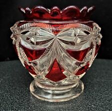 EAPG Riverside Glass Ruby-Stained Victoria Draped Red Top Spoon Holder picture
