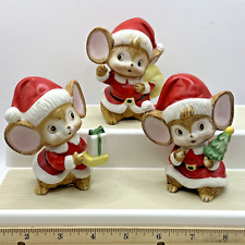 Homco Christmas Santa Mouse Mice Figurines Holiday 5405 3 Pc Set Taiwan  picture