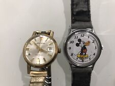 (2) Two Vintage Watches LORUS Mickey Mouse WALTHAM Incabloc 17 Swiss picture
