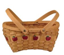 Fall Apple Painted Basket 12X8.5 In Double Handle Picnic Gift Basket picture