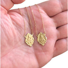 Scapular Solid 18k Gold Lady of Carmel heart of Jesus Medium Medal Double Side picture