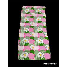 Vintage Sleeping Bag Blanket Flower Power Daisy Reversible Pink Green 1960s MOD picture