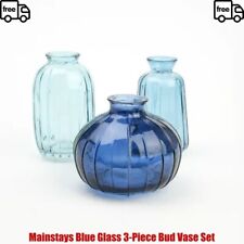 Mainstays Blue Glass 3-Piece Bud Vase Set picture