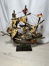 Vintage Hand Crafted Pirate Ship “Falcon” 10.25x11” On Stand picture