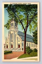 Augusta ME-Maine, St Augustine Church, Antique, Vintage Souvenir Postcard picture
