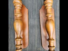 Vintage Pair of Wood Candle Holder Sconces With Brass Wall Home Decor picture