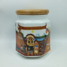 Vintage NIKKO American Classic Collection CANISTER Wooden Lid Indian Village picture