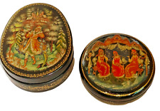 Vintage Russian Lacquer Boxes 1990 Spinners, 1997 Pike's Will  Palekh picture