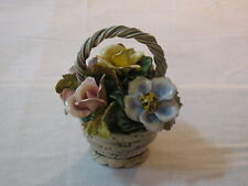 Vtg Bassano Italy Porcelain Basket of Flowers Figurine rr picture