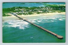 Daytona Beach FL-Florida, Sunglow Ocean Fishing Pier. Aerial, Vintage Postcard picture