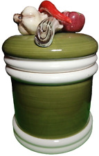 Amart Japan Ceramic Canister-Garden Harvest Green & White (Hand Painted) picture