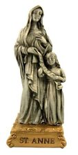 Pewter Saint St Anne Figurine Statue on Gold Tone Base, 4 1/2 Inch picture