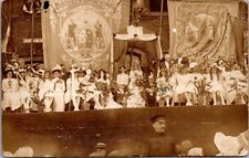 Real Photo Postcard Young Girls and Women Dressed in White on Stage Rose Queen picture