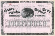 Saint Paul & Sioux Railroad - circa 1880's Unissued Railway Stock Certificate -  picture