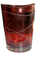 Cranberry Pink Swirl Etched Glass Clear Base FTD 7