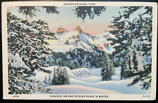 Vintage Postcard 1937 Ranier National Park Paradise Inn Tatoosh Range Washington picture