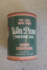 WM PENN MOTOR OIL that extra HORSEPOWER VINTAGE COLLECTOR EMPTY TIN QUART CAN picture