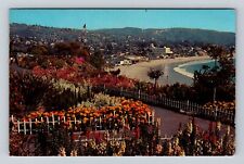Laguna Beach CA-California, Aerial Of Town Area, Antique Vintage c1961 Postcard picture