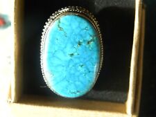 VINTAGE BLUE WEB TURQUOISE STERLING SILVER RING 6-1/2 picture