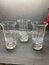 VTg TOSCANY Crystal ETCHED  SHIP SET- 3 HIGHBALL GLASSES Romania- Exc picture