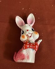 Vintage 1950's Pink Sugared Bunny Rabbit Spring Easter Japan Porcelain Kitsch 7” picture