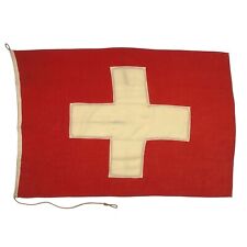 Vintage Wool Sewn Swiss Flag Nautical Cloth Textile Art Old Antique Switzerland picture