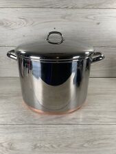 Revere Ware 16 Qt Stainless Steel Stock Pot & Lid 1801 Copper Bottom Vintage picture