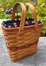 LONGABERGER 1991 All American Collection 2 Qt Tall Key Basket, Liner, Protector picture
