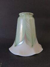 Rare Antique Quezal Pulled Feather Iridescent Glass Lamp Shade  picture
