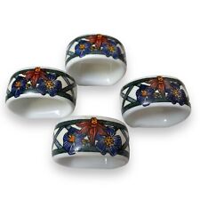 DANSK Napkin Rings Set of 4 Ceramic Nordic Garden Floral Flowers with Trellis picture