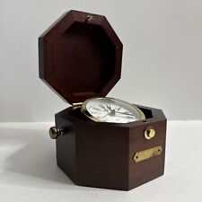 Bulova Quartermaster Wood Case & Brass Gimbal Nautical Maritime Alarm Clock picture