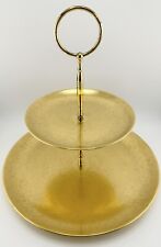 Vtg Pickard All Over Gold Encrusted Rose and Daisy Two Tier Hors d'oeuvre Tray picture