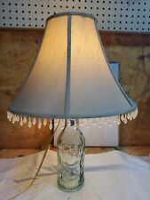 Absolutely Pure Milk Glass Bottle Lamp Light Fringe Shade Green Spain Vintage picture