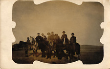 RPPC Postcard Cowboys Horses Postmarked Rhame North Dakota 1909 picture