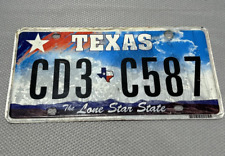 Texas License Plate CD3 C587 Car TX 2009 Clouds Lone Star State Flag Used Sky picture