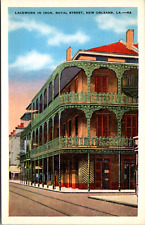 New Orleans Louisiana LA Lacework in Iron Royal Street Vintage 1940s Postcard picture