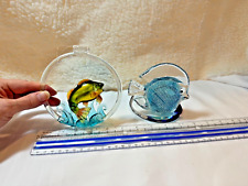 Vintage Party Lite Fish Glass Candle Holder and hand blown glass fish ornament  picture