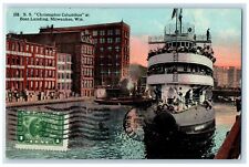 c1910 SS Christopher Columbus Boat Landing Milwaukee Wisconsin Vintage Postcard picture