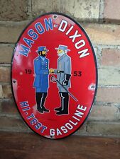 VINTAGE 1953 MASON-DIXON GASOLINE PORCELAIN GAS STATION PUMP SIGN 16.5
