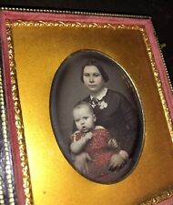 (Alexander) Beckers & Piard NY Tinted Dag Woman & Red Dress Child 1/6 Plate picture