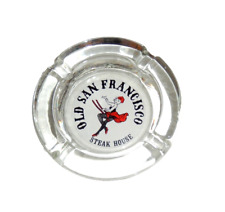 Vintage Advertising Ashtray Old San Francisco Steak House Clear Glass Swing Girl picture