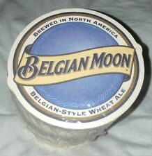Pack of 100 BELGIAN MOON Bar Coaster 4 inch Round, 2-sided NEW Sealed Genuine picture