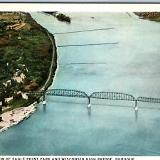 c1920s Dubuque, IA Aeroplane Eagle Point Park High Bridge Mississippi PC A254 picture
