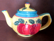 CBK Teapot 1998 Vintage Peaches Fruit Yellow Ceramic Hand painted 6+ cup EUC picture