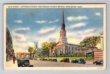 Worcester, MA-Massachusetts, Main St Unitarian Church c1951, Vintage Postcard picture