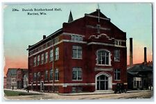 1914 Exterior Danish Brotherhood Hall Building Racine Wisconsin Vintage Postcard picture