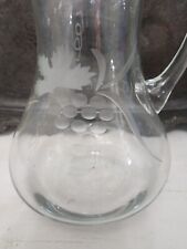 Large Crystal Wine Pitcher With Etched Grapevine picture
