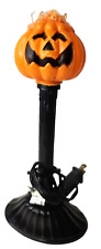Halloween Blow Mold Pumpkin Lighted Plastic Candlestick Decor Jack-o-lantern VTG picture