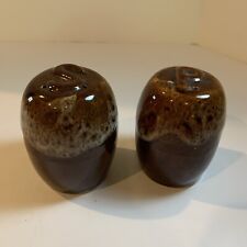 VTG Brown Drip Glaze Salt And Pepper Shakers  picture