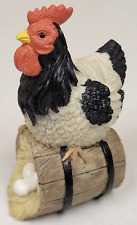 Young's Collectables, Chicken Figurine, B & W Chicken on a Barrel (30175) picture
